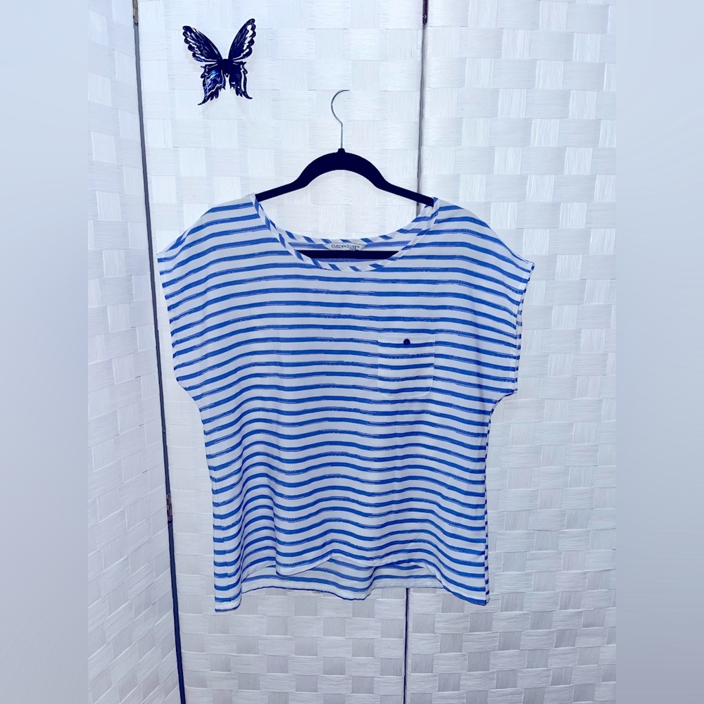 💙Clockhouse Blue-Stripes Blouse/Size XL